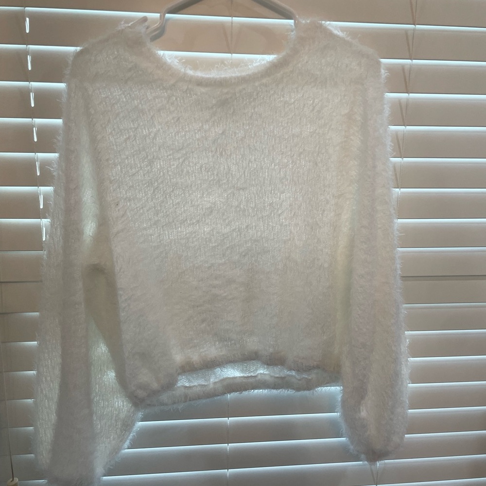 white soft cropped sweater